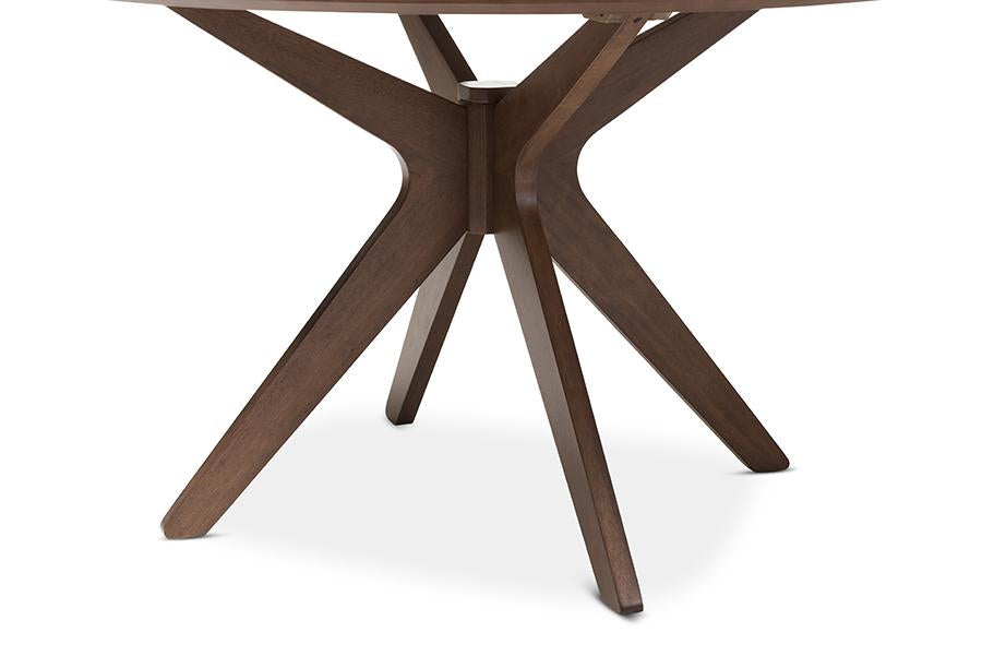 Baxton Studio Monte Mid-Century Modern Walnut Wood 47-Inch Round Dining Table