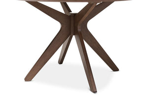 Baxton Studio Monte Mid-Century Modern Walnut Wood 47-Inch Round Dining Table