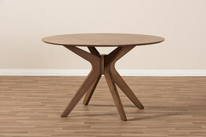 Baxton Studio Monte Mid-Century Modern Walnut Wood 47-Inch Round Dining Table