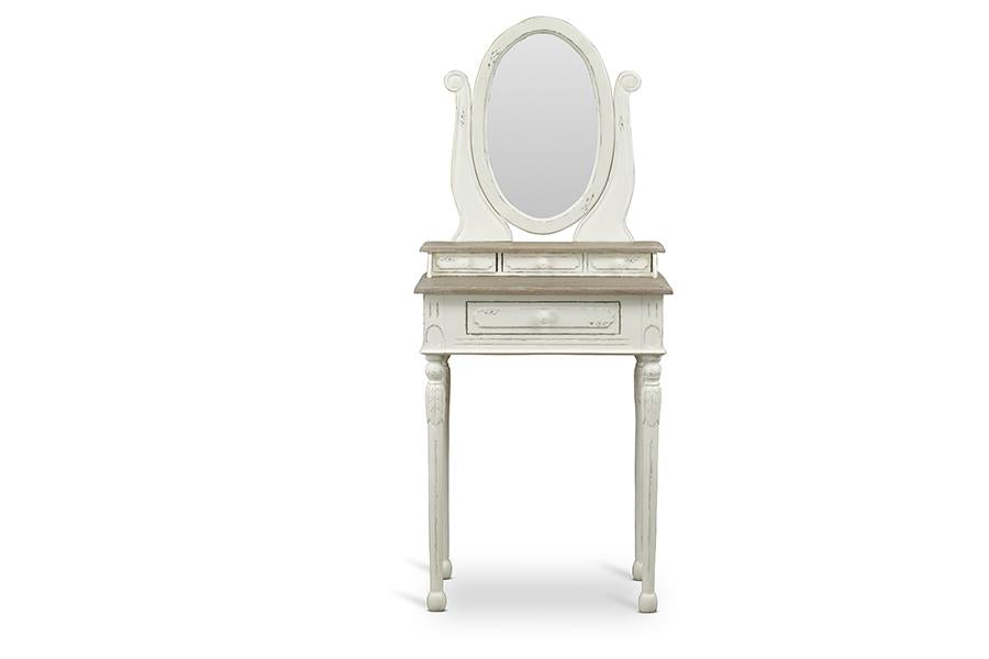 Baxton Studio Anjou Traditional French Accent Dressing Table with Mirror