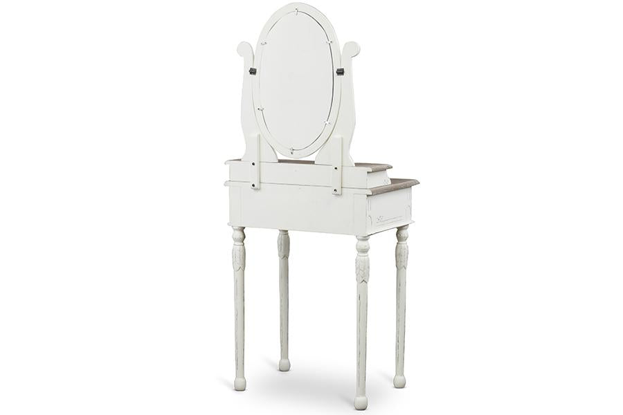 Baxton Studio Anjou Traditional French Accent Dressing Table with Mirror