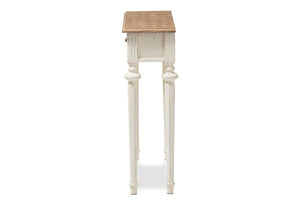 Baxton Studio Marquetterie French Provincial Style Weathered Oak and White Wash Distressed Finish Wood Two-Tone Console Table