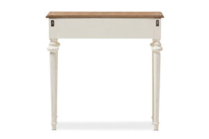 Baxton Studio Marquetterie French Provincial Style Weathered Oak and White Wash Distressed Finish Wood Two-Tone Console Table