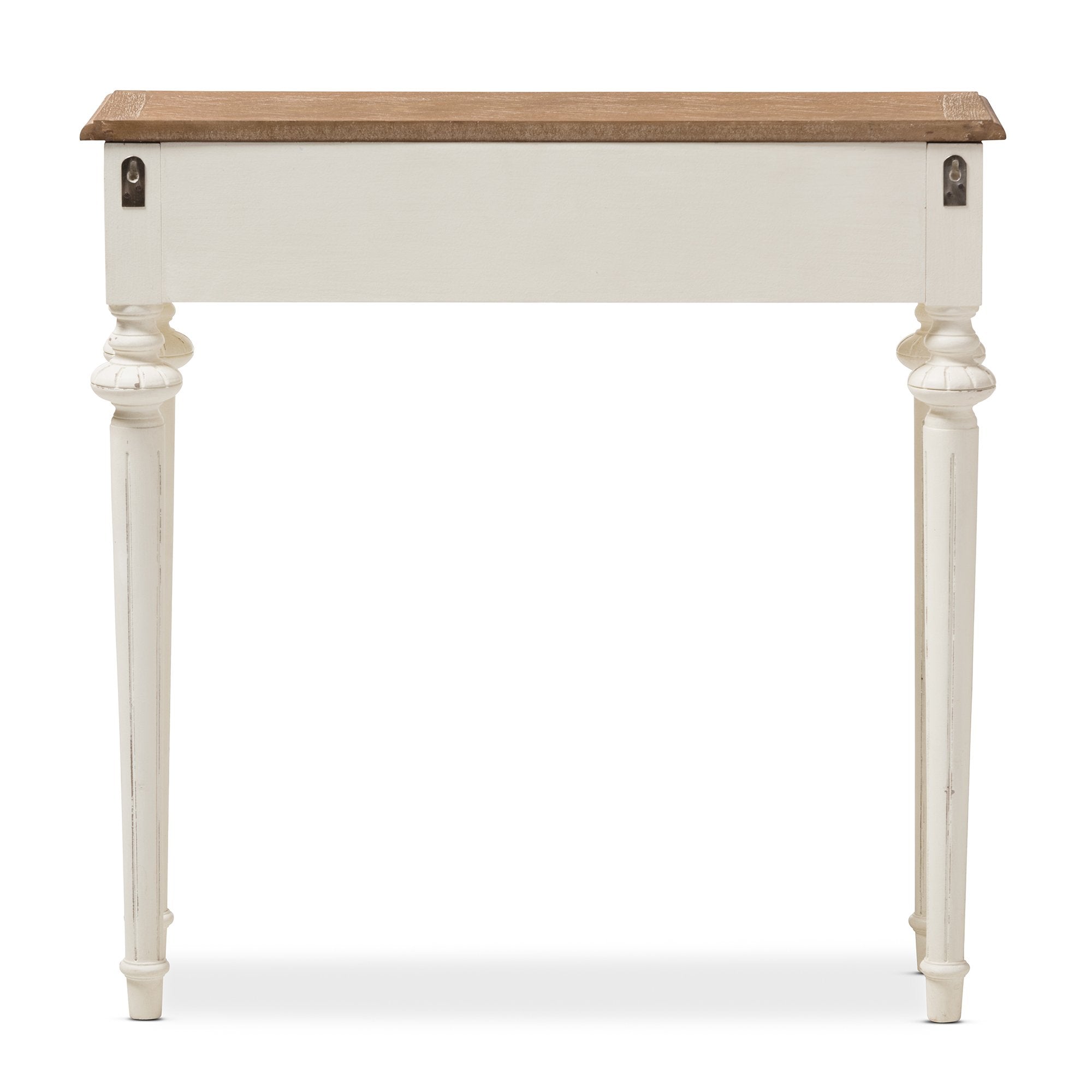 Baxton Studio Marquetterie French Provincial Style Weathered Oak and White Wash Distressed Finish Wood Two-Tone Console Table