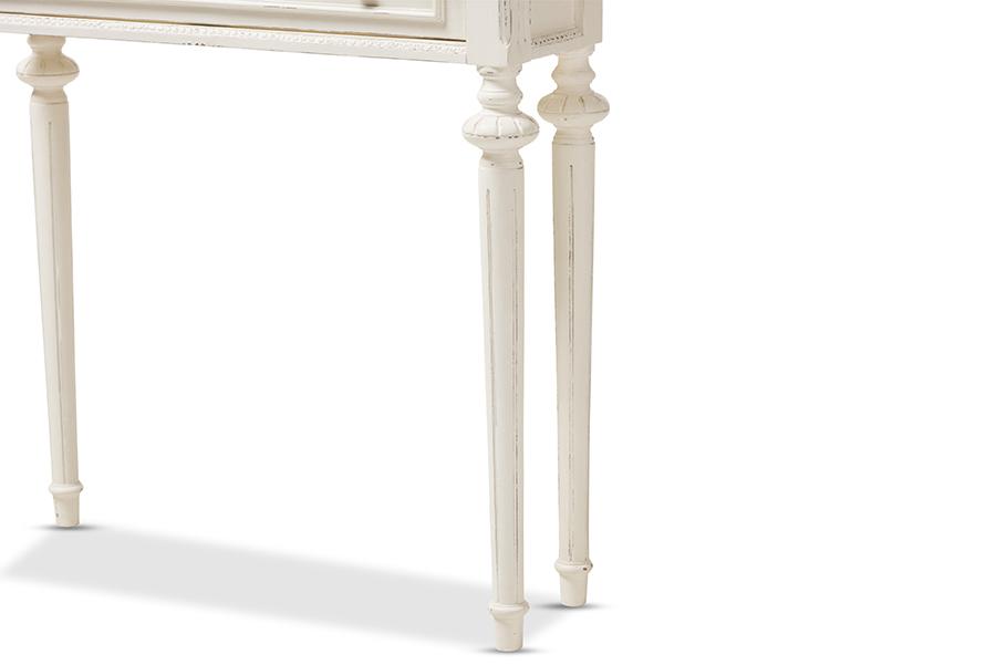 Baxton Studio Marquetterie French Provincial Style Weathered Oak and White Wash Distressed Finish Wood Two-Tone Console Table