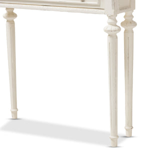 Baxton Studio Marquetterie French Provincial Style Weathered Oak and White Wash Distressed Finish Wood Two-Tone Console Table