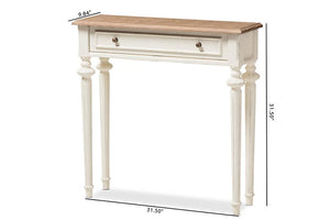 Baxton Studio Marquetterie French Provincial Style Weathered Oak and White Wash Distressed Finish Wood Two-Tone Console Table