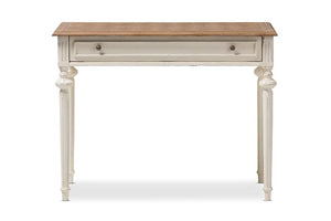 Baxton Studio Marquetterie French Provincial Weathered Oak and Whitewash Writing Desk