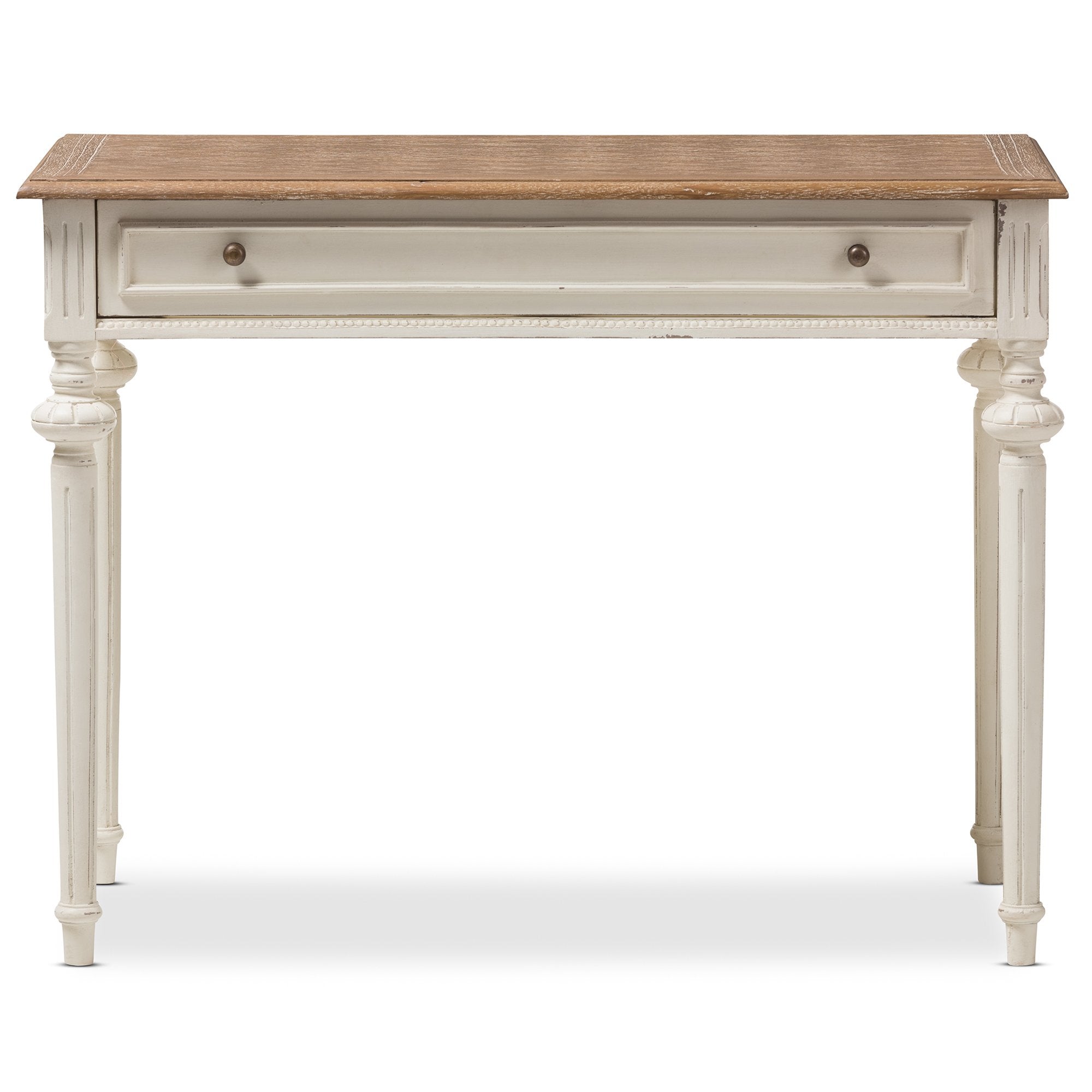 Baxton Studio Marquetterie French Provincial Weathered Oak and Whitewash Writing Desk