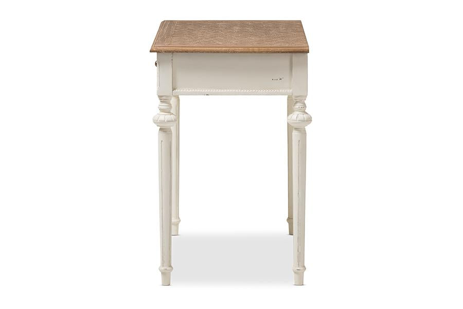 Baxton Studio Marquetterie French Provincial Weathered Oak and Whitewash Writing Desk