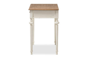 Baxton Studio Marquetterie French Provincial Weathered Oak and Whitewash Writing Desk