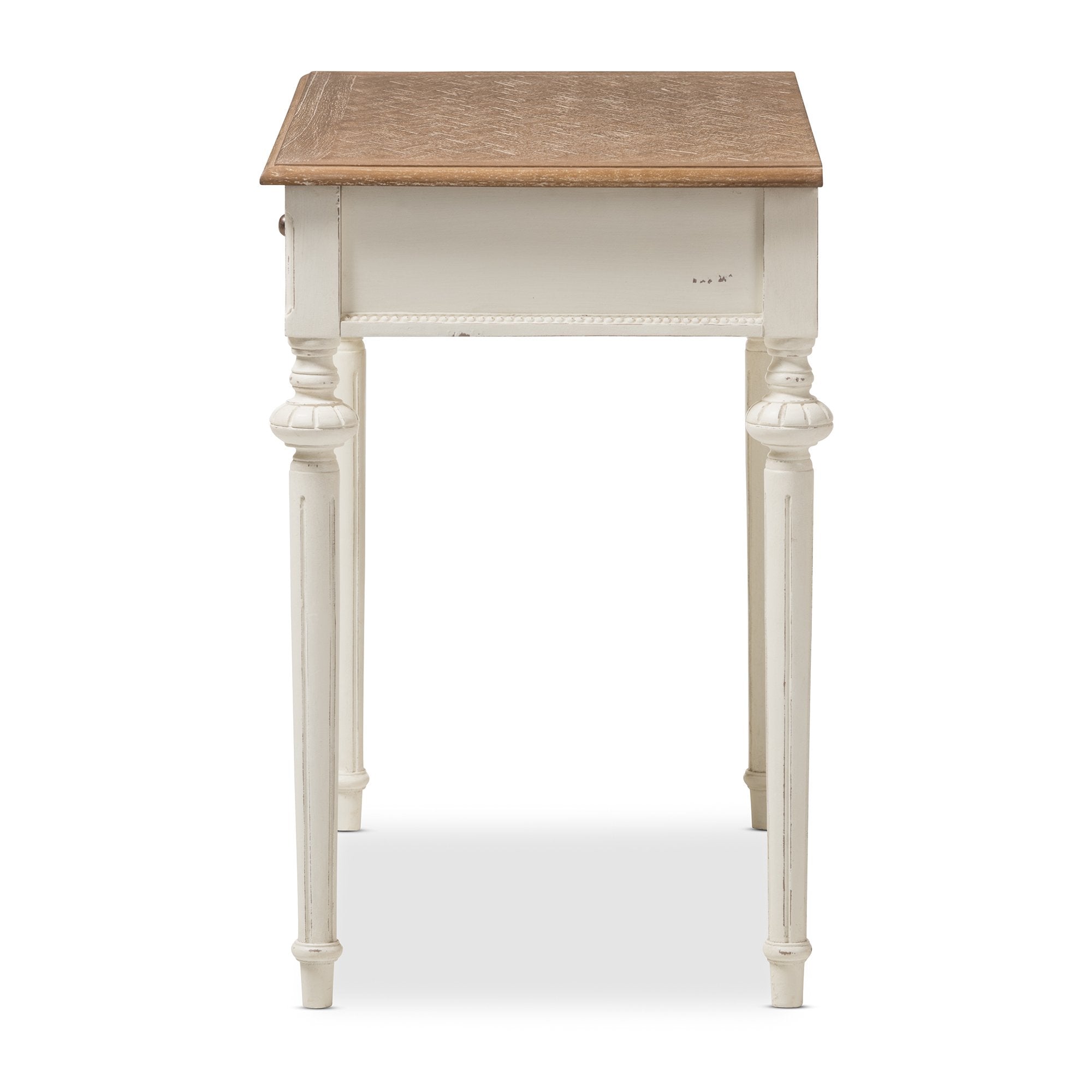 Baxton Studio Marquetterie French Provincial Weathered Oak and Whitewash Writing Desk