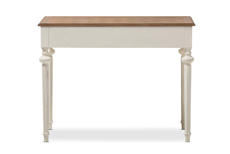 Baxton Studio Marquetterie French Provincial Weathered Oak and Whitewash Writing Desk