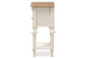 Baxton Studio Marquetterie French Provincial Style Weathered Oak and White Wash Distressed Finish Wood Two-Tone 2-Drawer and 1-Shelf Nightstand