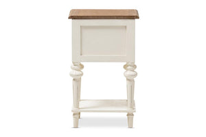 Baxton Studio Marquetterie French Provincial Style Weathered Oak and White Wash Distressed Finish Wood Two-Tone 2-Drawer and 1-Shelf Nightstand