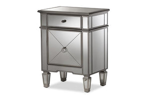 Baxton Studio Claudia Hollywood Regency Glamour Style Mirrored Nightstand