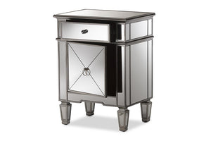 Baxton Studio Claudia Hollywood Regency Glamour Style Mirrored Nightstand