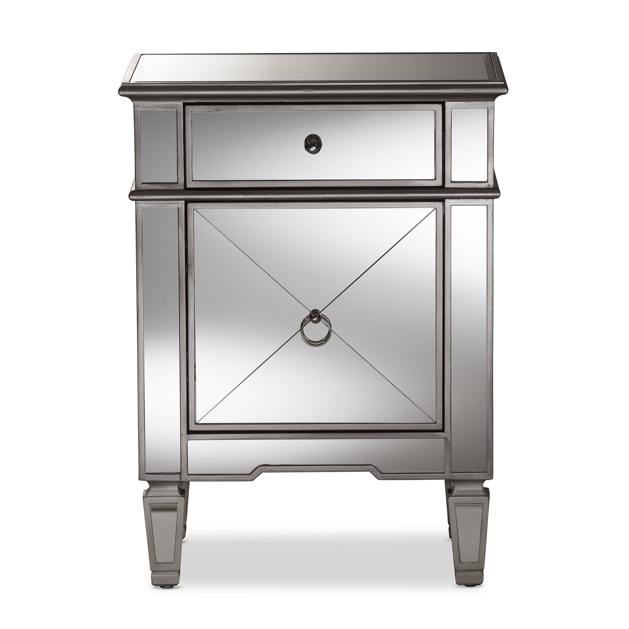 Baxton Studio Claudia Hollywood Regency Glamour Style Mirrored Nightstand