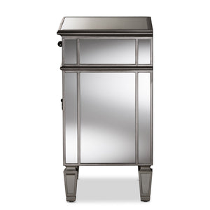 Baxton Studio Claudia Hollywood Regency Glamour Style Mirrored Nightstand