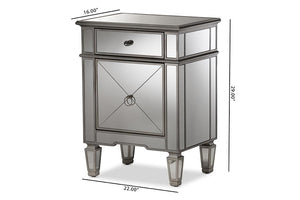 Baxton Studio Claudia Hollywood Regency Glamour Style Mirrored Nightstand