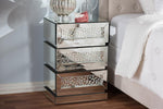 Baxton Studio Sabrina Hollywood Regency Glamour Style Mirrored 3-Drawer Nightstand