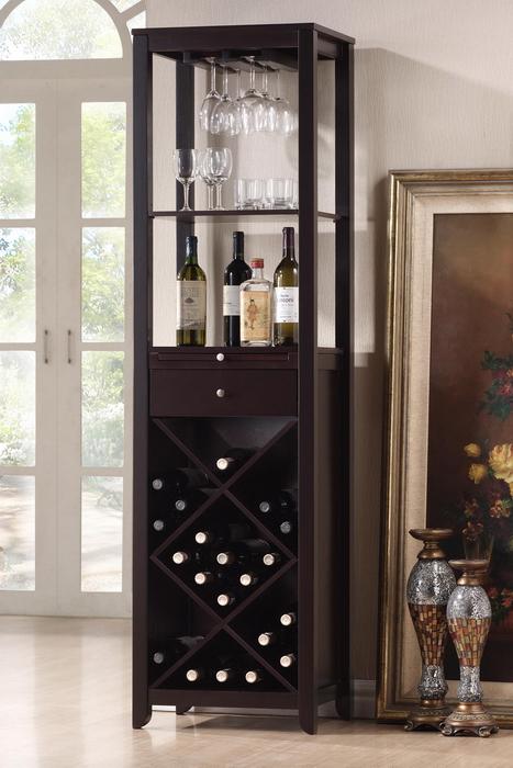 Baxton Studio Austin Brown Wood Modern Wine Tower