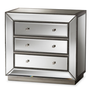 Baxton Studio Edeline Hollywood Regency Glamour Style Mirrored 3-Drawer Chest