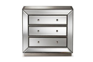 Baxton Studio Edeline Hollywood Regency Glamour Style Mirrored 3-Drawer Chest