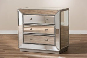 Baxton Studio Edeline Hollywood Regency Glamour Style Mirrored 3-Drawer Chest