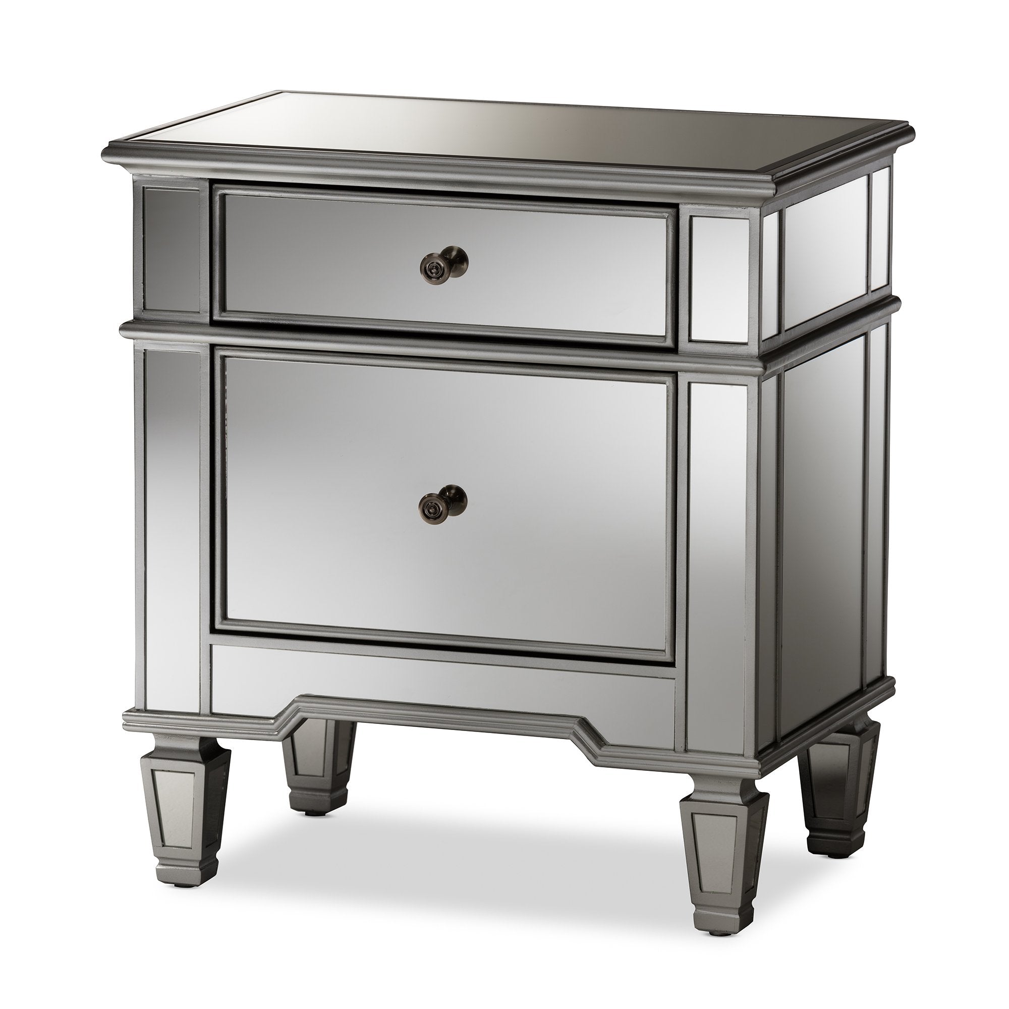 Baxton Studio Sussie Hollywood Regency Glamour Style Mirrored 2-Drawer Nightstand