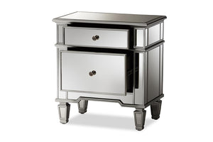 Baxton Studio Sussie Hollywood Regency Glamour Style Mirrored 2-Drawer Nightstand