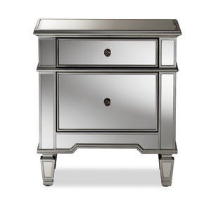 Baxton Studio Sussie Hollywood Regency Glamour Style Mirrored 2-Drawer Nightstand