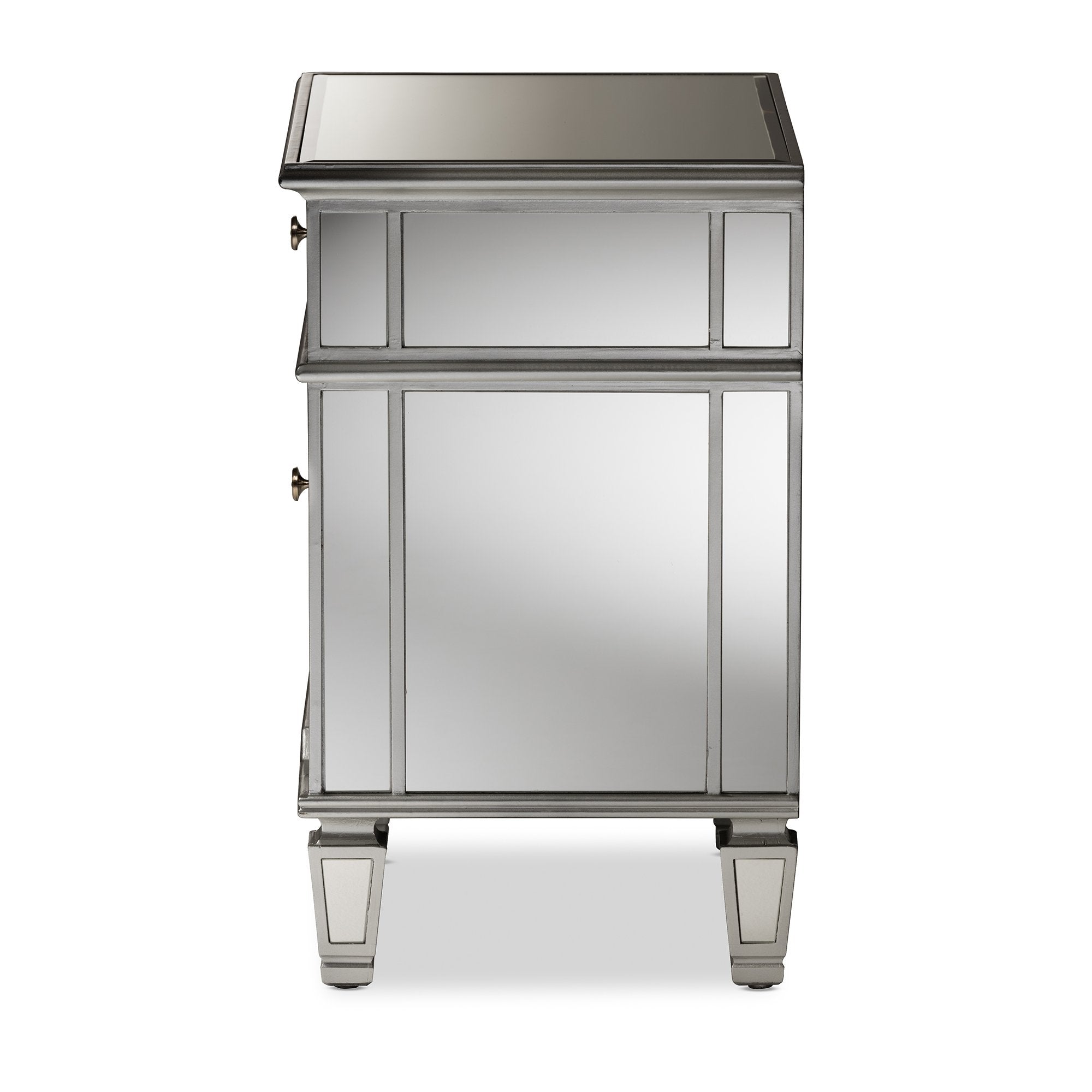 Baxton Studio Sussie Hollywood Regency Glamour Style Mirrored 2-Drawer Nightstand