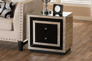 Baxton Studio Cecilia Hollywood Regency Glamour Style Mirrored 2-Drawer Nightstand