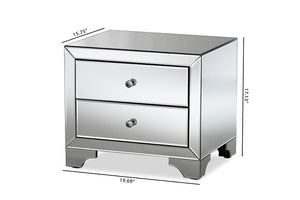 Baxton Studio Farrah Hollywood Regency Glamour Style Mirrored 2-Drawer Nightstand