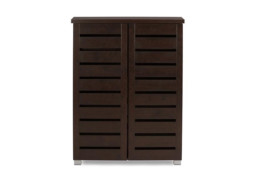 Baxton Studio Adalwin Modern and Contemporary 2-Door Dark Brown Wooden Entryway Shoes Storage Cabinet