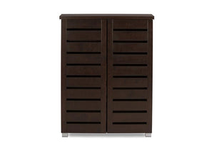 Baxton Studio Adalwin Modern and Contemporary 2-Door Dark Brown Wooden Entryway Shoes Storage Cabinet