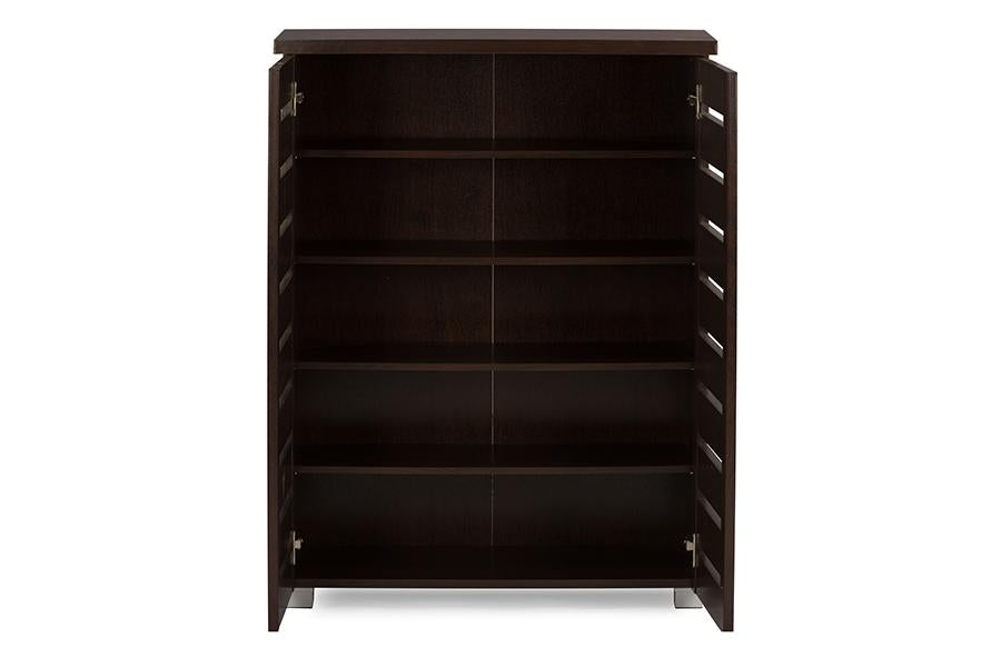 Baxton Studio Adalwin Modern and Contemporary 2-Door Dark Brown Wooden Entryway Shoes Storage Cabinet