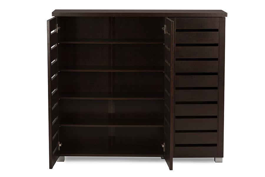 Baxton Studio Adalwin Modern and Contemporary 3-Door Dark Brown Wooden Entryway Shoes Storage Cabinet