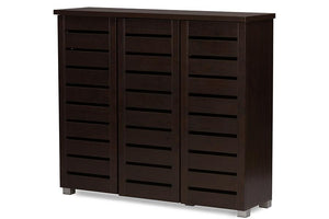 Baxton Studio Adalwin Modern and Contemporary 3-Door Dark Brown Wooden Entryway Shoes Storage Cabinet