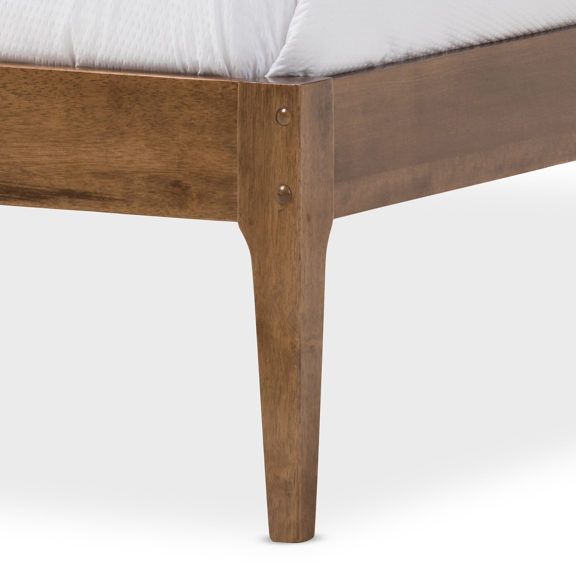 Baxton Studio Bentley Mid-Century Modern Walnut Finishing Solid Wood King Size Bed Frame