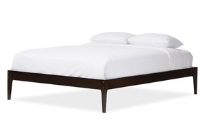 Baxton Studio Bentley Mid-Century Modern Cappuccino Finishing Solid Wood Queen Size Bed Frame