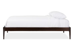 Baxton Studio Bentley Mid-Century Modern Cappuccino Finishing Solid Wood Queen Size Bed Frame