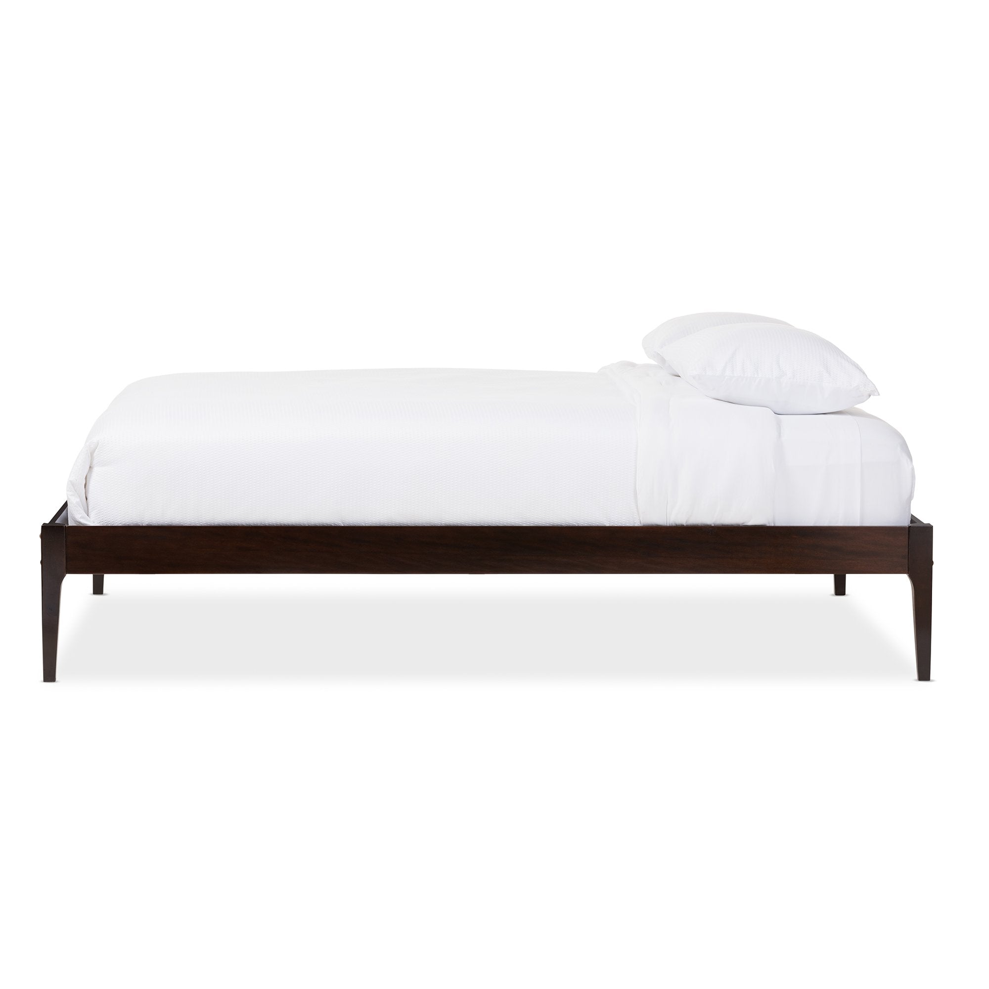 Baxton Studio Bentley Mid-Century Modern Cappuccino Finishing Solid Wood Queen Size Bed Frame