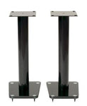 24" Tempered glass & metal speaker stand in gloss black finish. Sold as pair