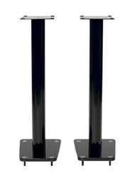 32" Tempered glass & metal speaker stand in Gloss Black finish. Sold as pair