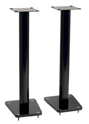 32" Tempered glass & metal speaker stand in Gloss Black finish. Sold as pair