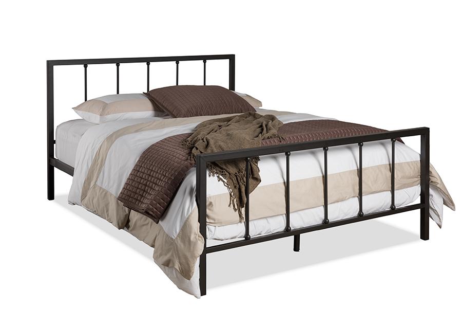 Baxton Studio Amy Vintage Industrial Black Finished Metal Queen Size Platform Bed