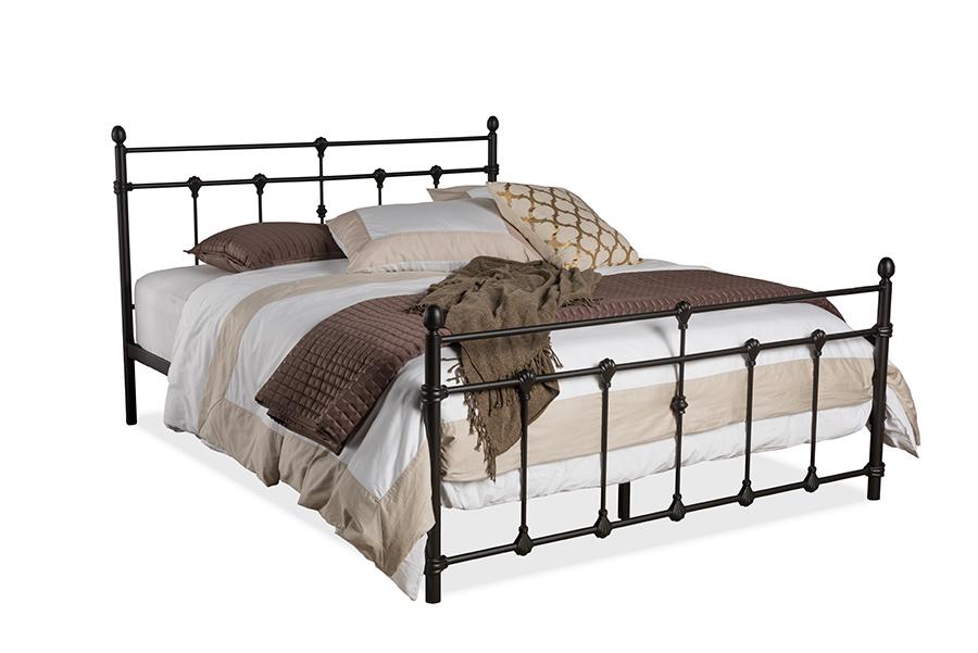 Baxton Studio Belinda Vintage Industrial Black Finished Metal Queen Size Platform Bed