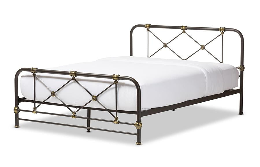 Baxton Studio Beatrice Modern And Contemporary Stippled Black Finished Metal Queen Size Platform Bed